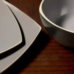 Kirklands Home Matte Gray and Black 16-pc. Dinnerware Set Outlet