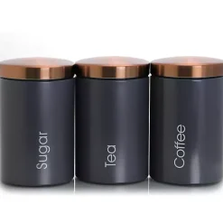 Kirklands Home Matte and Copper 3-pc. Canister Set Gray Best