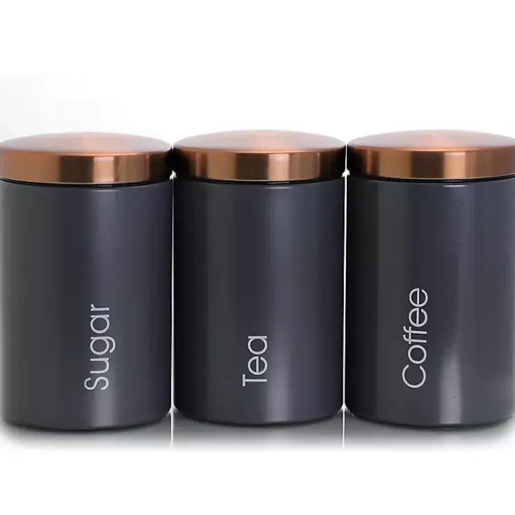 Kirklands Home Matte and Copper 3-pc. Canister Set Gray Best