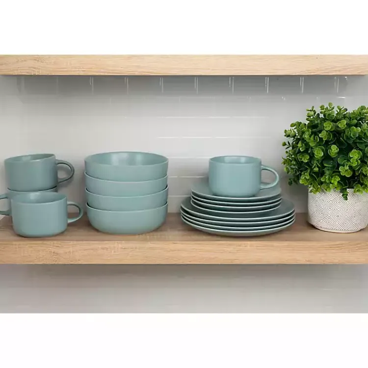 Kirklands Home Matte Mineral Kera 16-pc. Dinnerware Set Blue Clearance