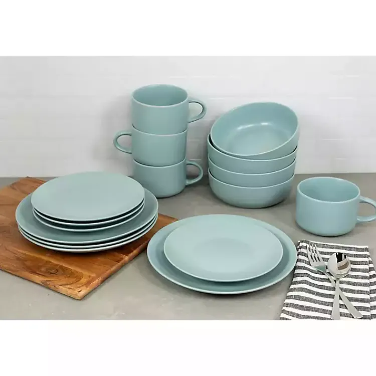 Kirklands Home Matte Mineral Kera 16-pc. Dinnerware Set Blue Clearance