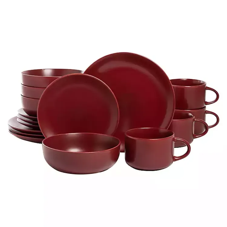 Kirklands Home Matte Ceramic 16-pc. Dinnerware Set Red Outlet