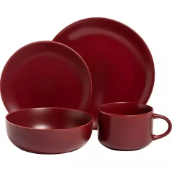 Kirklands Home Matte Ceramic 16-pc. Dinnerware Set Red Outlet