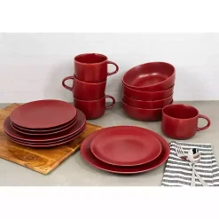 Kirklands Home Matte Ceramic 16-pc. Dinnerware Set Red Outlet