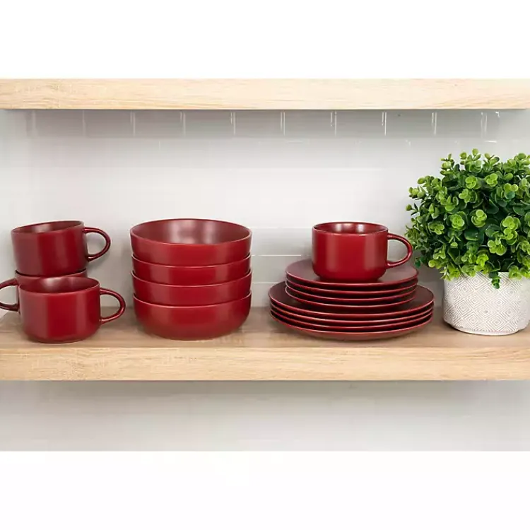 Kirklands Home Matte Ceramic 16-pc. Dinnerware Set Red Outlet