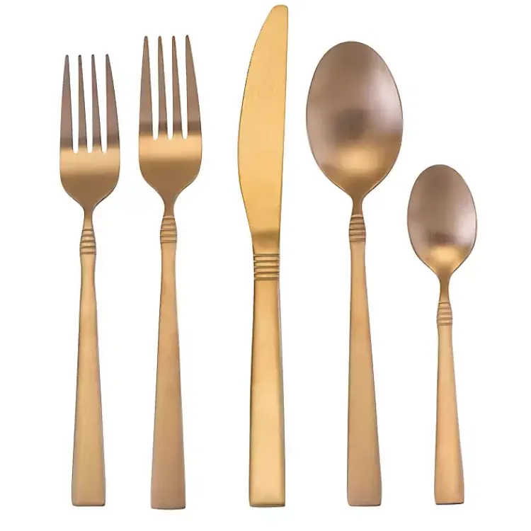 Kirklands Home Matte Rose Gold Rounded 20-pc. Flatware Set Hot