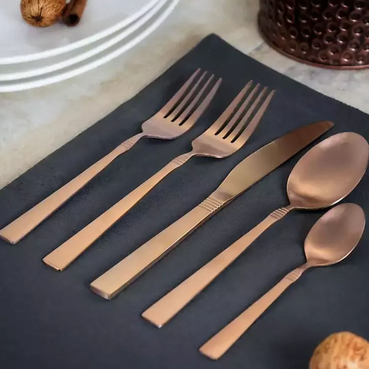 Kirklands Home Matte Rose Gold Rounded 20-pc. Flatware Set Hot