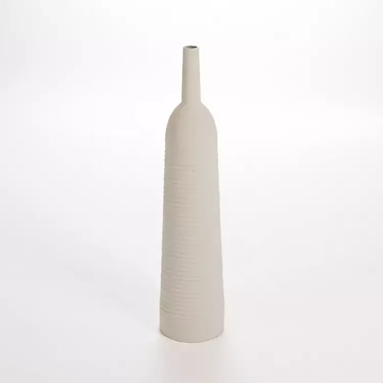 Vases>Kirklands Home Matte Ribbed Metal Floor Vase White