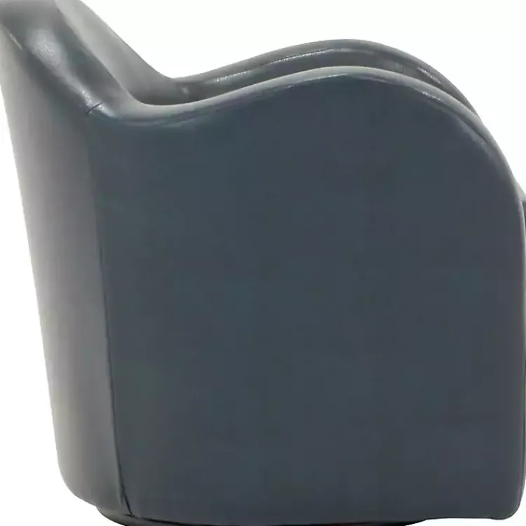 Kirklands Home Max Faux Leather Swivel Club Accent Chair Blue New