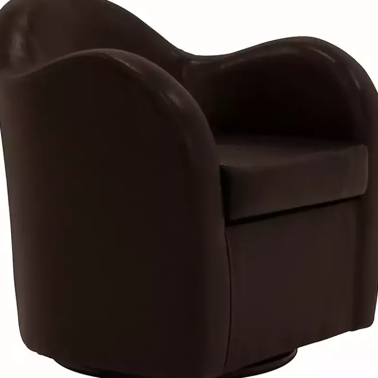 Kirklands Home Max Faux Leather Swivel Club Accent Chair Brown New