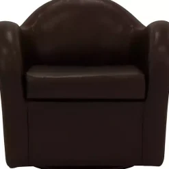 Kirklands Home Max Faux Leather Swivel Club Accent Chair Brown New