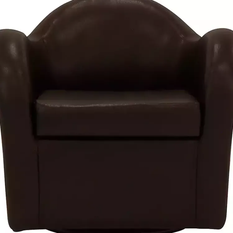 Kirklands Home Max Faux Leather Swivel Club Accent Chair Brown New