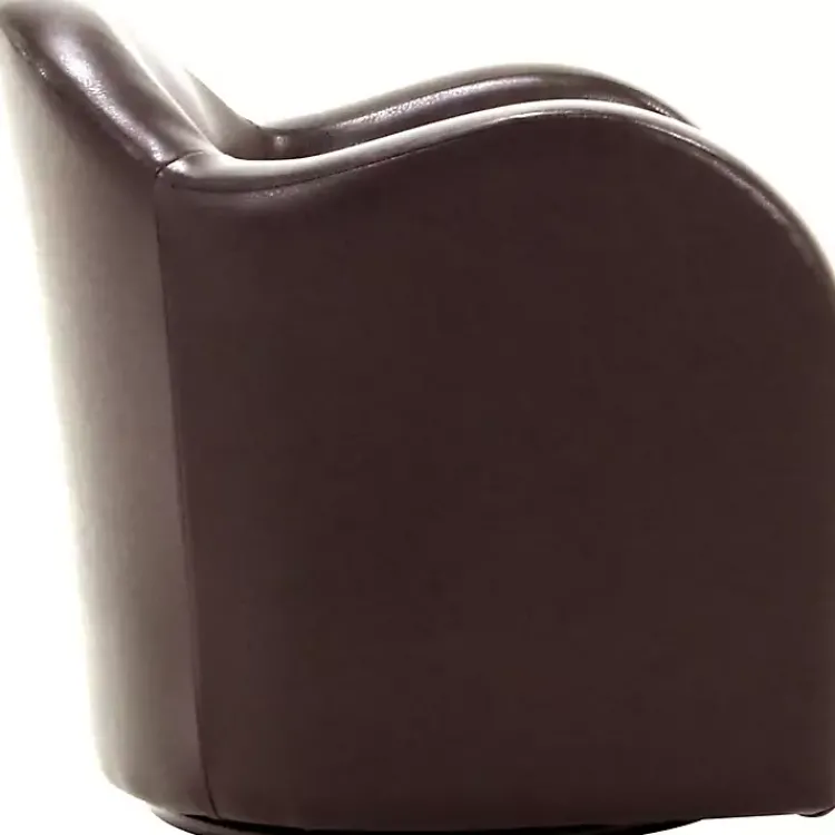 Kirklands Home Max Faux Leather Swivel Club Accent Chair Brown New