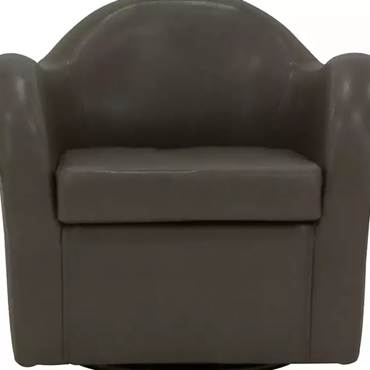 Kirklands Home Max Charcoal Faux Leather Swivel Club Accent Chair Gray New