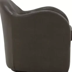 Kirklands Home Max Charcoal Faux Leather Swivel Club Accent Chair Gray New