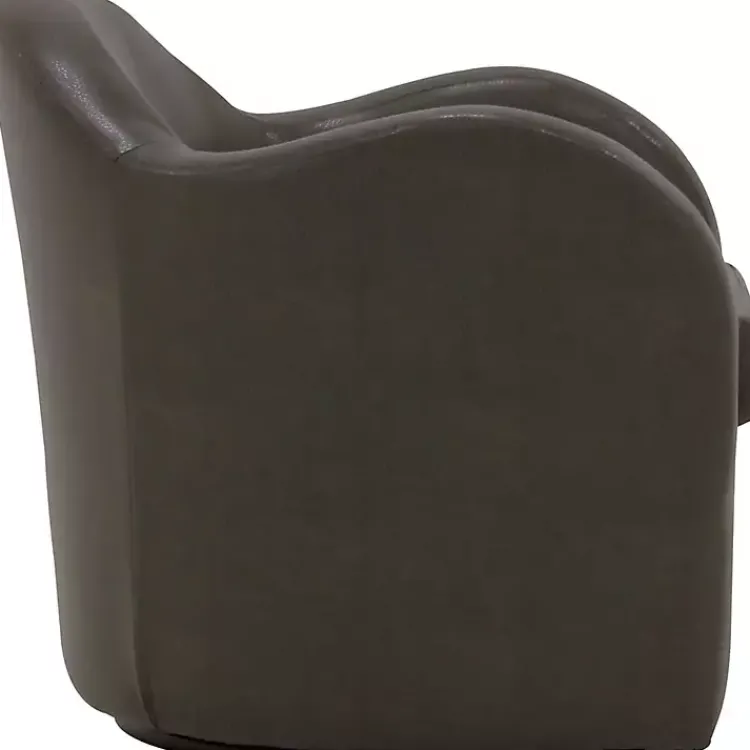 Kirklands Home Max Charcoal Faux Leather Swivel Club Accent Chair Gray New