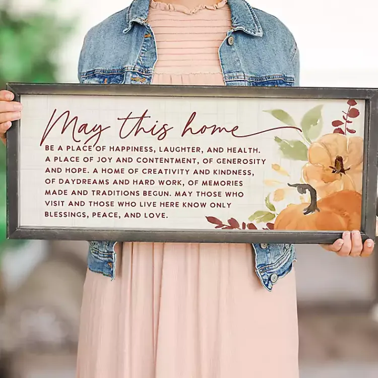 Fall>Kirklands Home May This Home Harvest Framed Wall Plaque Orange