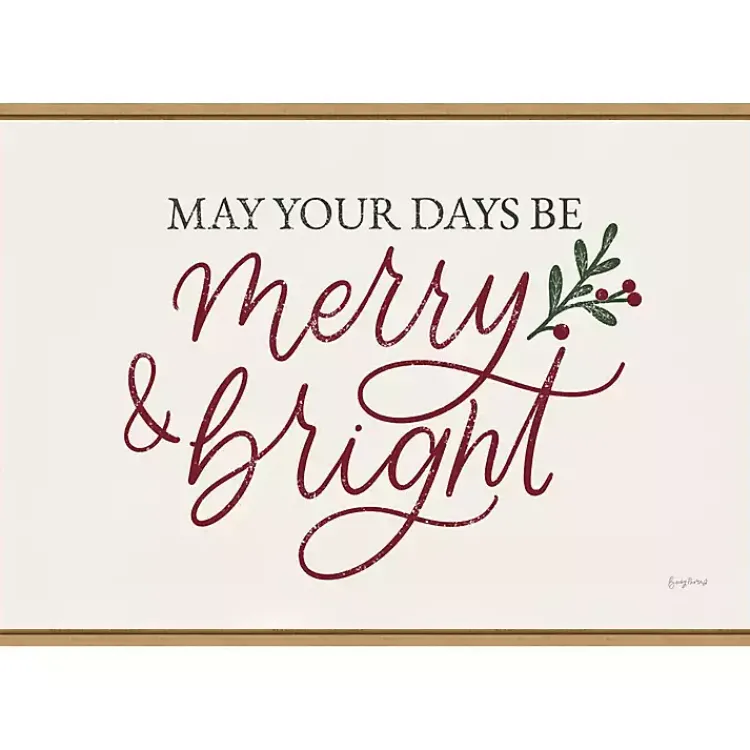 Christmas Art & Wall Decor>Kirklands Home May Your Days Be Merry Framed Canvas Art Print White