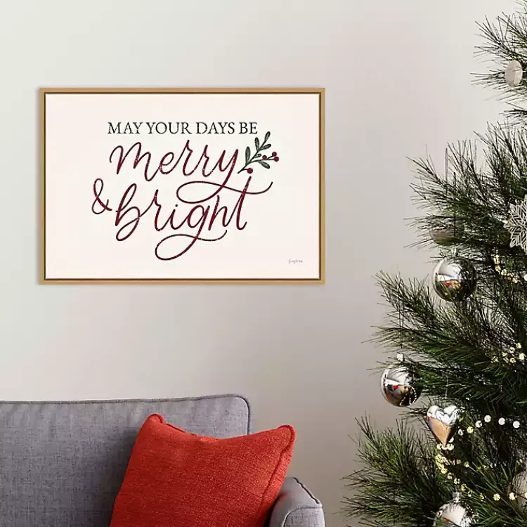 Christmas Art & Wall Decor>Kirklands Home May Your Days Be Merry Framed Canvas Art Print White