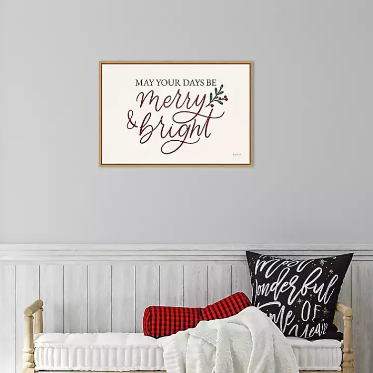 Christmas Art & Wall Decor>Kirklands Home May Your Days Be Merry Framed Canvas Art Print White