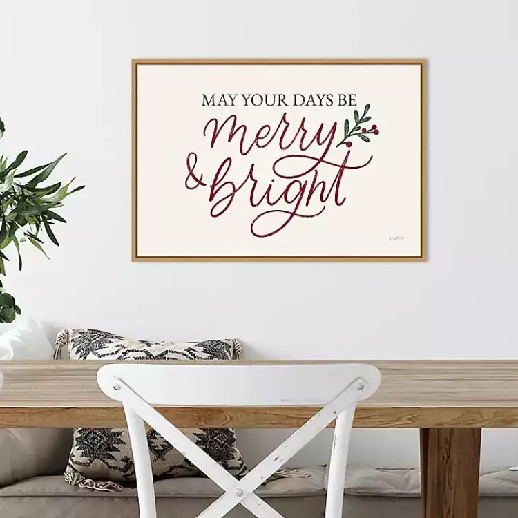 Christmas Art & Wall Decor>Kirklands Home May Your Days Be Merry Framed Canvas Art Print White
