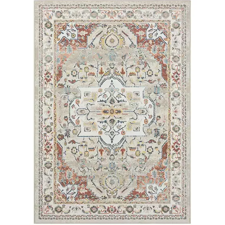 Kirklands Home Medallion Rust Area Rug, 5x7 Ivory Clearance