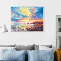 Kirklands Home Mediterranean Sunset Framed Canvas Art Print Best