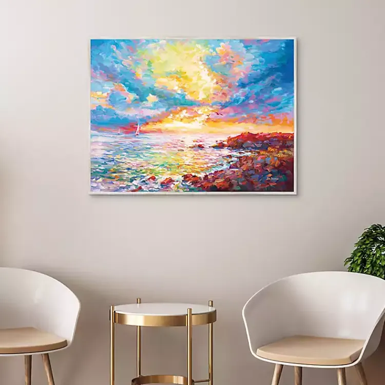 Kirklands Home Mediterranean Sunset Framed Canvas Art Print Best