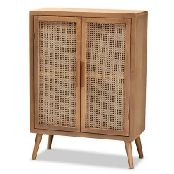 Kirklands Home Medium Oak Rattan 2-Door Cabinet Outlet