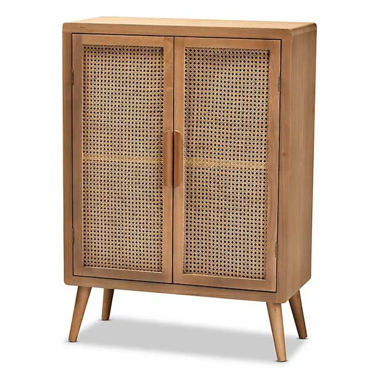 Kirklands Home Medium Oak Rattan 2-Door Cabinet Outlet