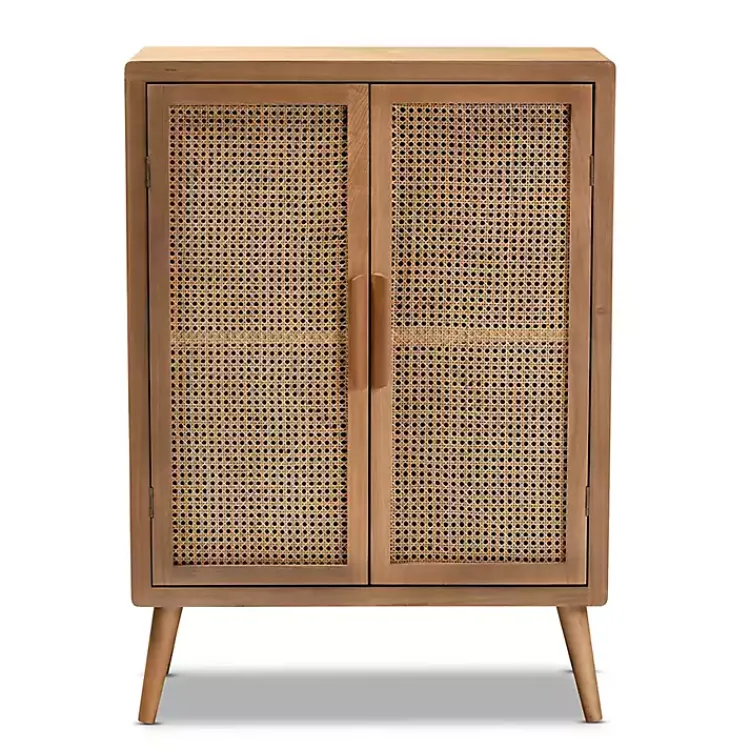 Kirklands Home Medium Oak Rattan 2-Door Cabinet Outlet