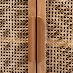 Kirklands Home Medium Oak Rattan 2-Door Cabinet Outlet