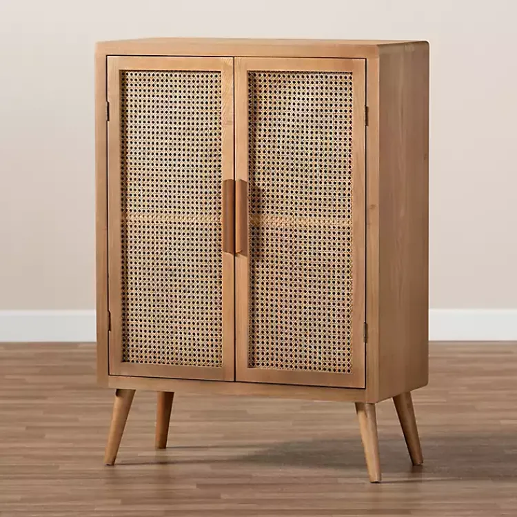 Kirklands Home Medium Oak Rattan 2-Door Cabinet Outlet