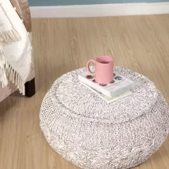 Poufs & Floor Cushions>Kirklands Home Melange Cable Knit Pouf
