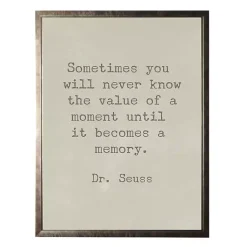 Kirklands Home Memory Dr. Seuss Quote Framed Art Print Tan Sale