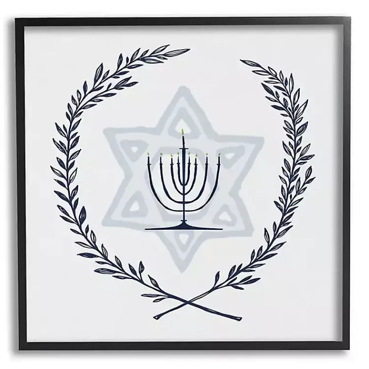 Hanukkah Decorations>Kirklands Home Menorah Wreath Framed Art Print