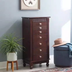 Kirklands Home Merlot Wood 7-Drawer Joslyn Jewelry Armoire Brown Outlet