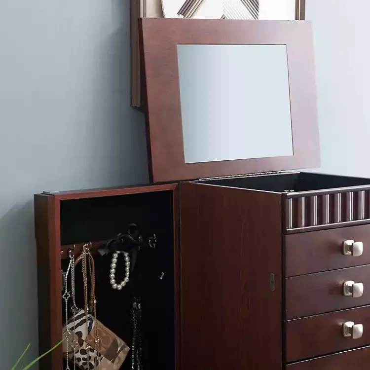 Kirklands Home Merlot Wood 7-Drawer Joslyn Jewelry Armoire Brown Outlet