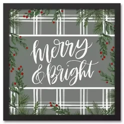 Christmas Art & Wall Decor>Kirklands Home Merry & Bright Plaid Framed Wall Plaque Black