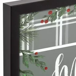 Christmas Art & Wall Decor>Kirklands Home Merry & Bright Plaid Framed Wall Plaque Black