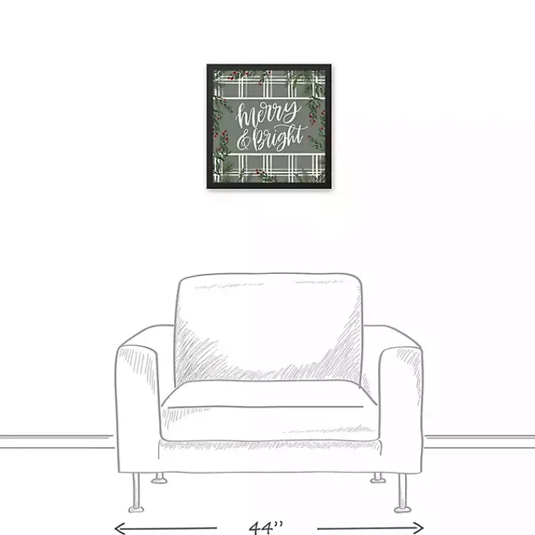Christmas Art & Wall Decor>Kirklands Home Merry & Bright Plaid Framed Wall Plaque Black