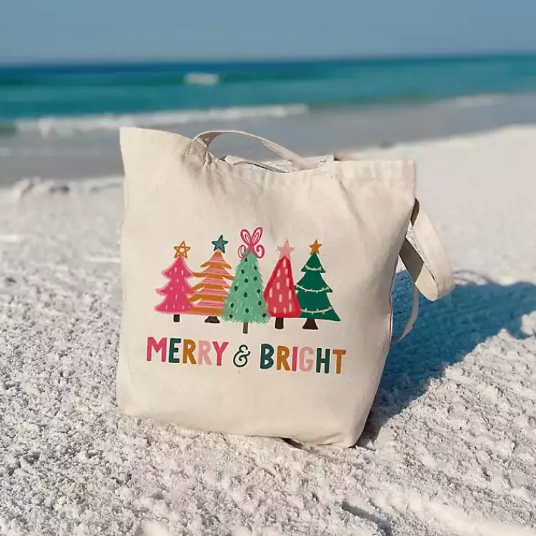 Christmas Decorations>Kirklands Home Merry & Bright Whimsy Wonderland Canvas Tote Bag