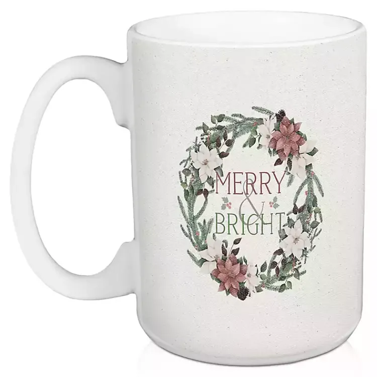 Christmas Dining & Entertaining>Kirklands Home Merry & Bright Wreath Christmas Mugs, Set of 2