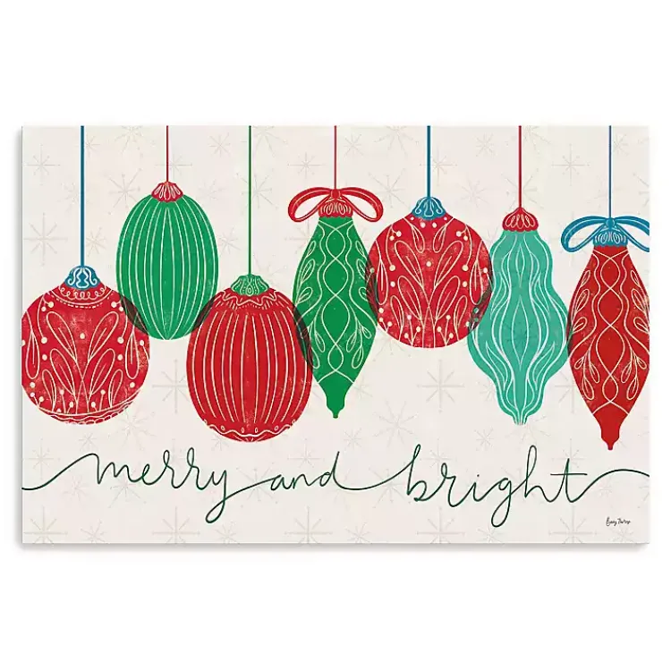 Christmas Art & Wall Decor>Kirklands Home Merry and Bright Bulbs Canvas Art Print, 36x24 in.