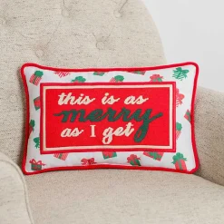 Pillows>Kirklands Home Merry as I Get Needlepoint Pillow