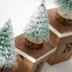 Christmas Decorations>Kirklands Home Merry Bottle Brush Tree Tabletop Blocks Green
