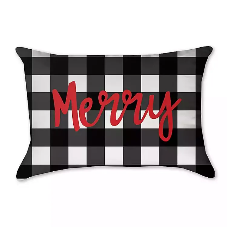 Christmas Pillows>Kirklands Home Merry Buffalo Check Pillow