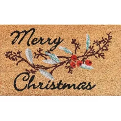 Outdoor Christmas Decorations>Kirklands Home Merry Christmas Berries Doormat Brown
