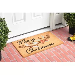 Outdoor Christmas Decorations>Kirklands Home Merry Christmas Berries Doormat Brown