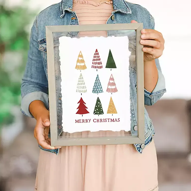 Christmas Art & Wall Decor>Kirklands Home Merry Christmas Colorful Trees Framed Art Print